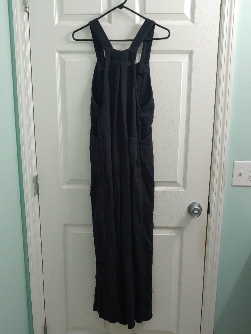 Free People Black Wide Leg Jumper Cotton Boho Overalls Women's Size XS - Picture 3 of 7